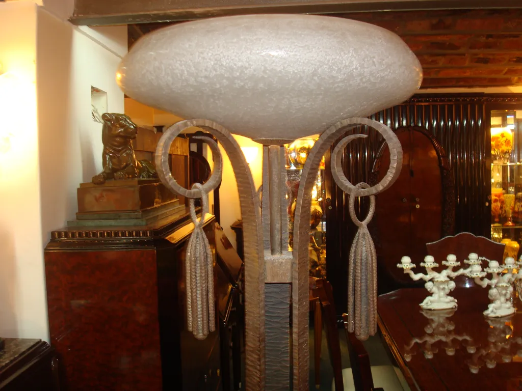 Antique floor lamp with intricate design details, muller fres.