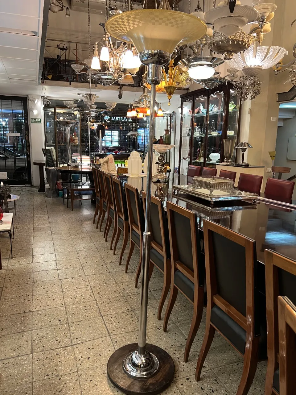 antique floor lamp WMF in contemporary setting