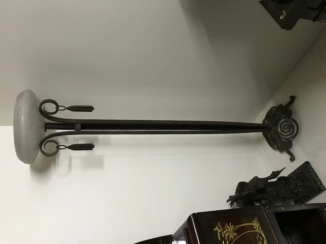 antique floor lamp with decorative base, muller fres style