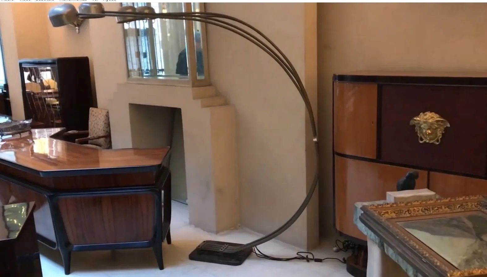 Antique floor lamp with stable base and modern designs in the setting.