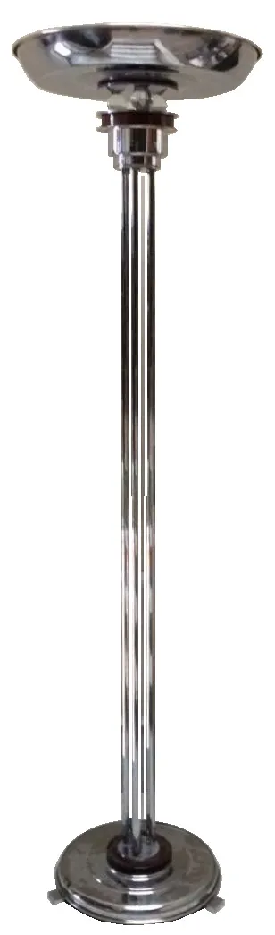 zwei antike stehleuchten mit runder basis und schirm