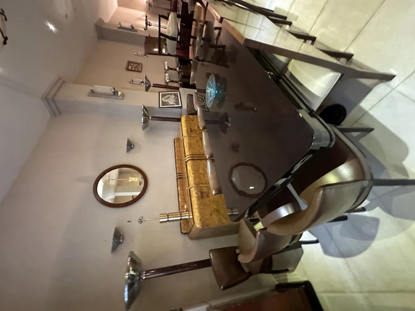 two antique floor lamps in a stylish setting