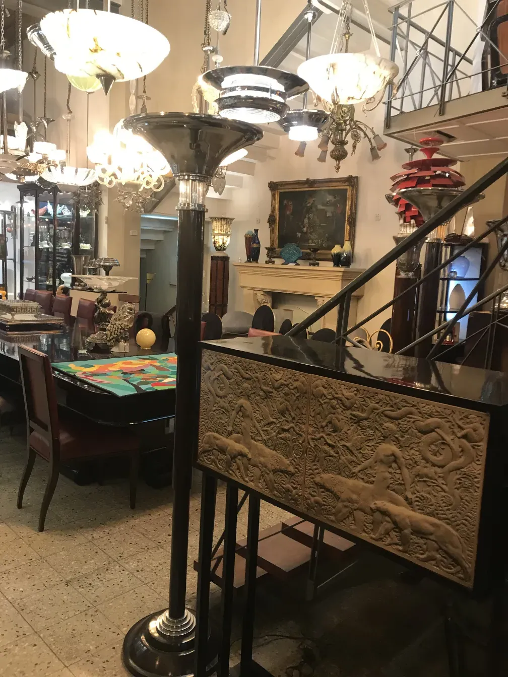 Two antique floor lamps surrounded by elegance