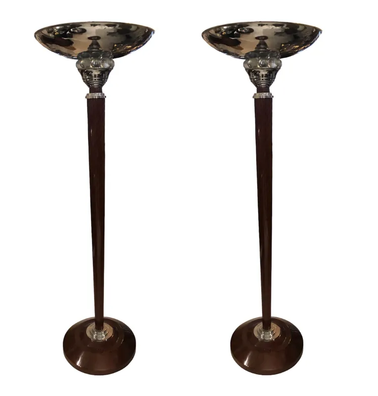 Set of 2 elegant vintage floor lamps with round bases
