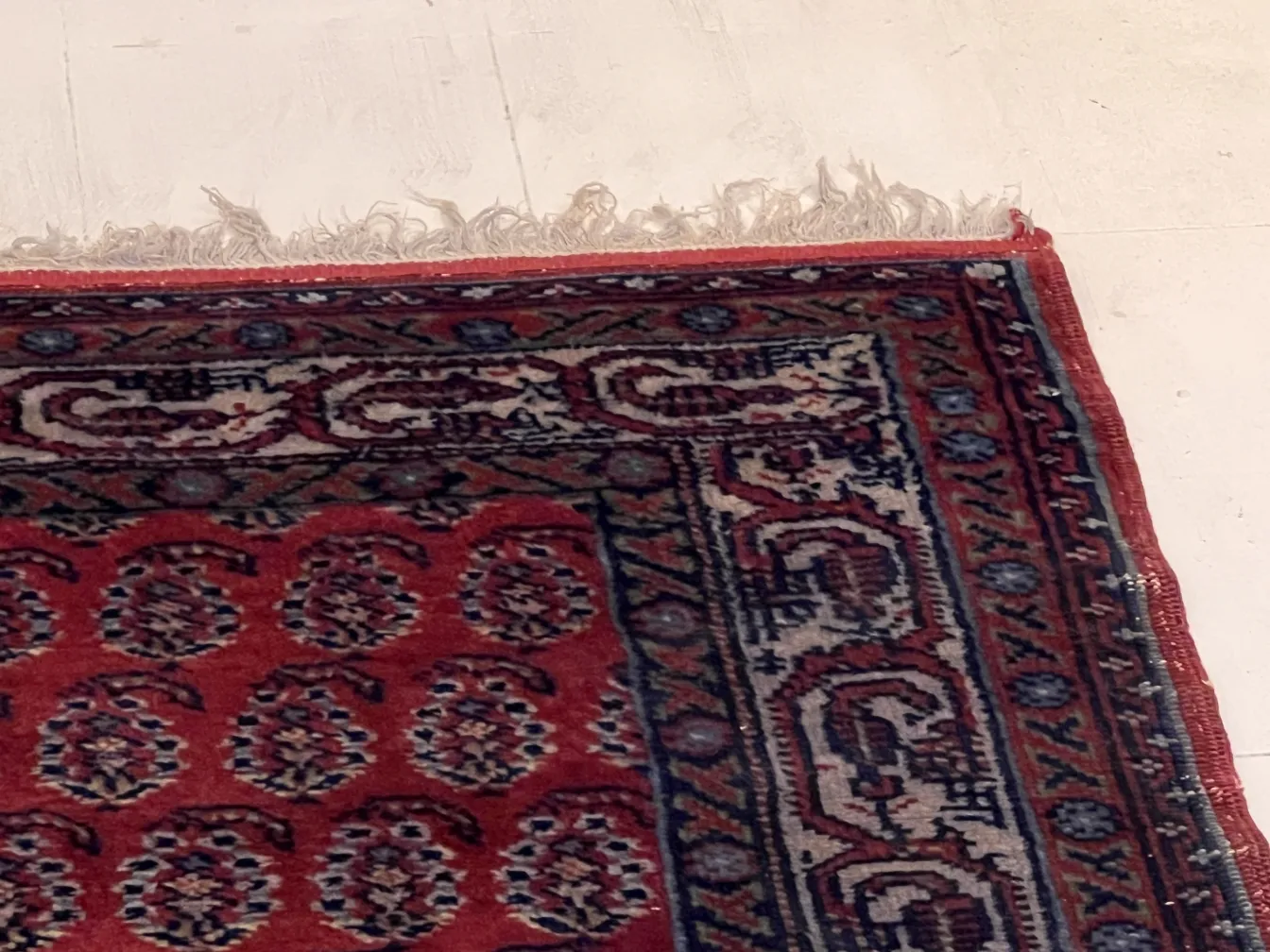 tapete antigo decorativo com padrões florais vermelhos e azuis