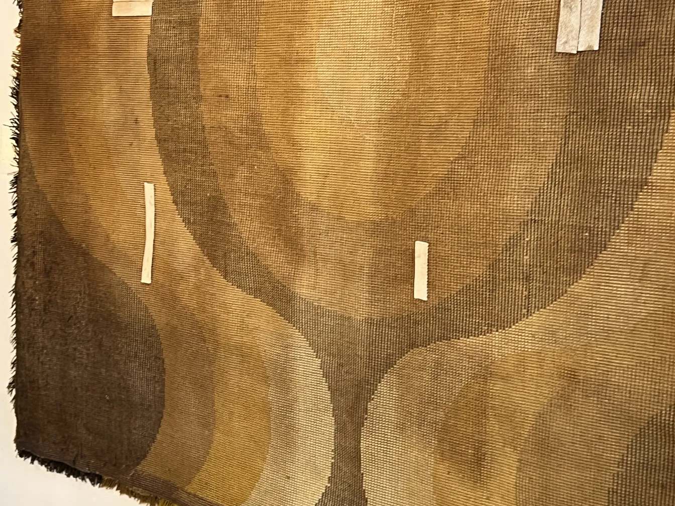 antique decorative carpet in shades of brown and gold