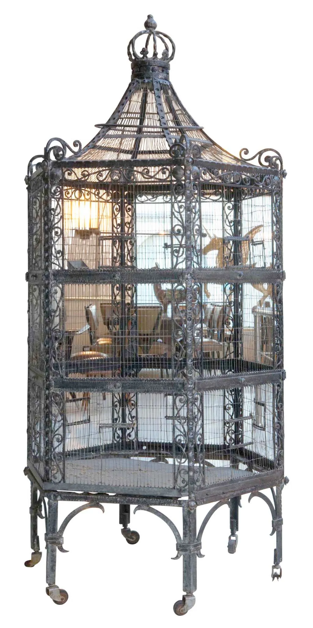 antique decorative cage with ornate design