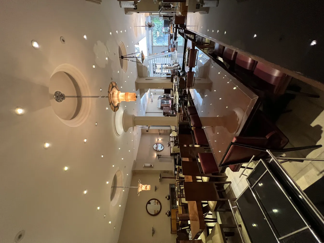 two antique hanging lamps in an elegant interior, cozy atmosphere