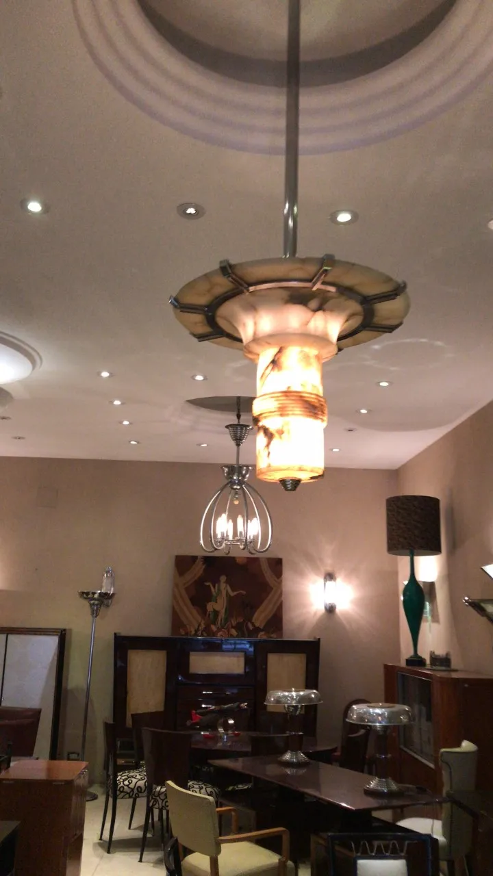 Antique hanging lamps with unique designs in an elegant setting
