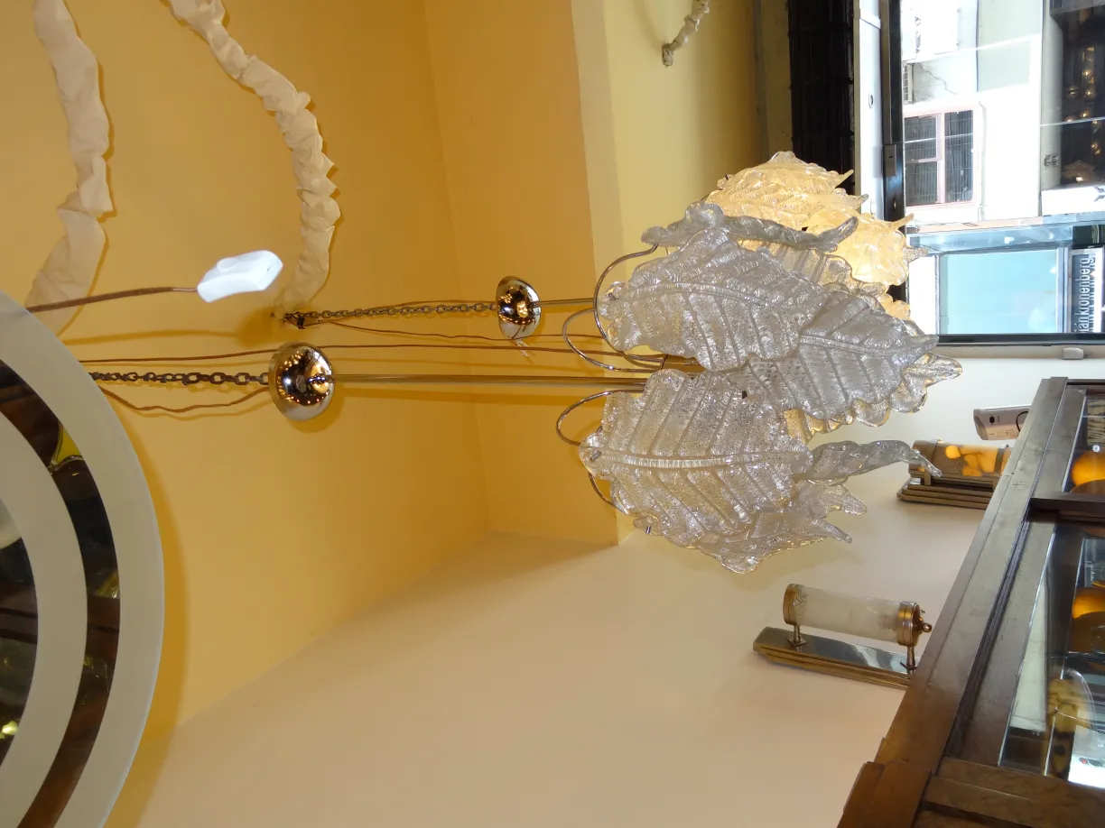 2 lampade a sospensione antiche a forma di foglie, luce soffusa