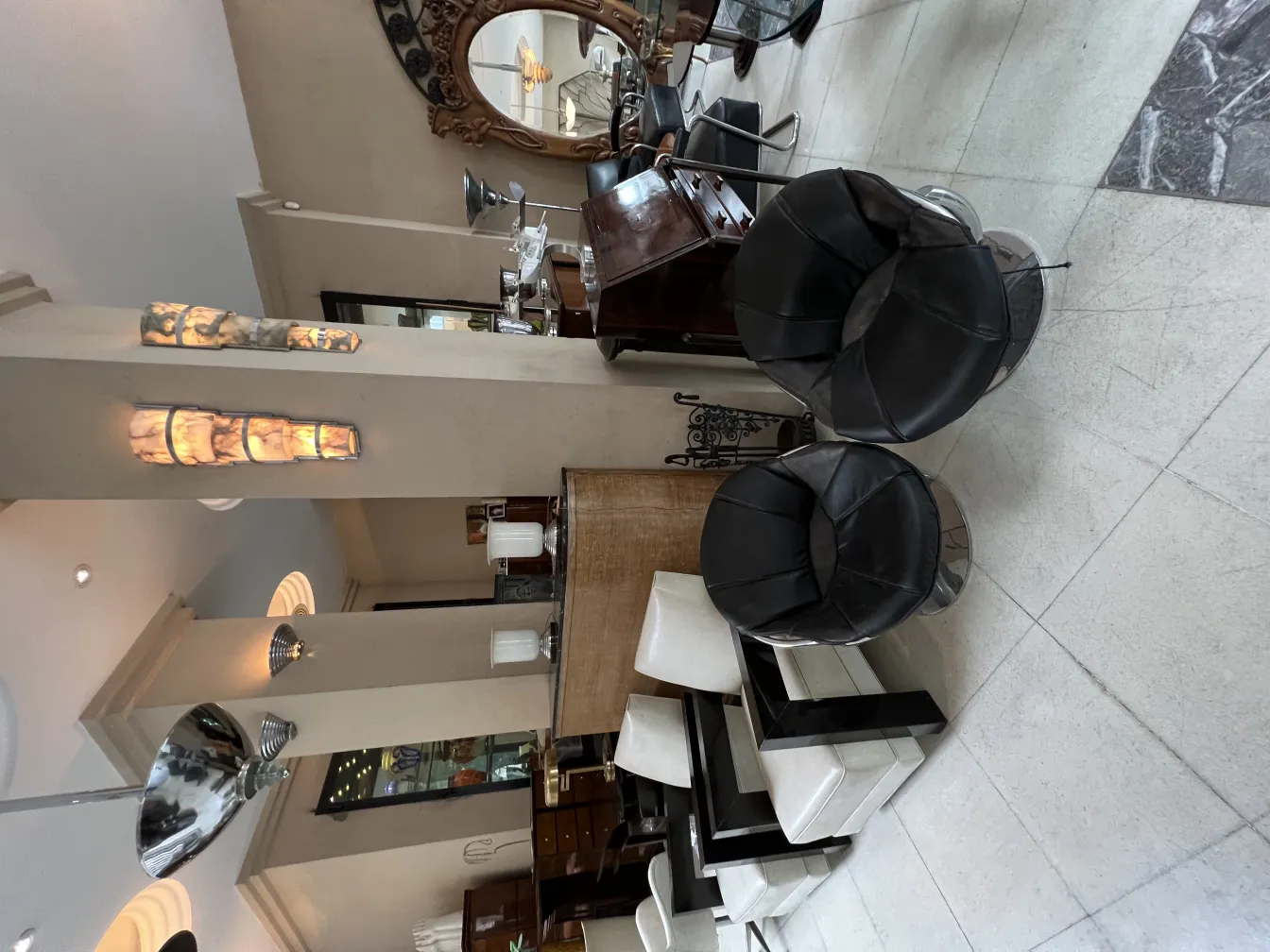 two antique hanging lamps in an elegant setting