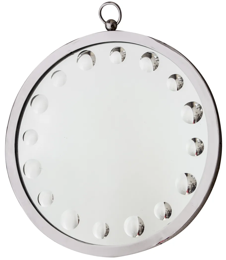 round antique mirror with decorative details