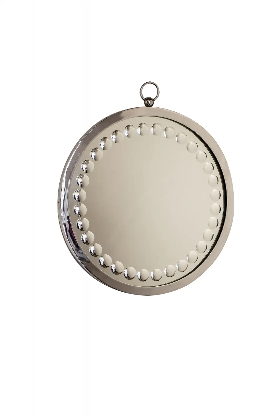 مرآة دائرية قديمة بحواف مزخرفة