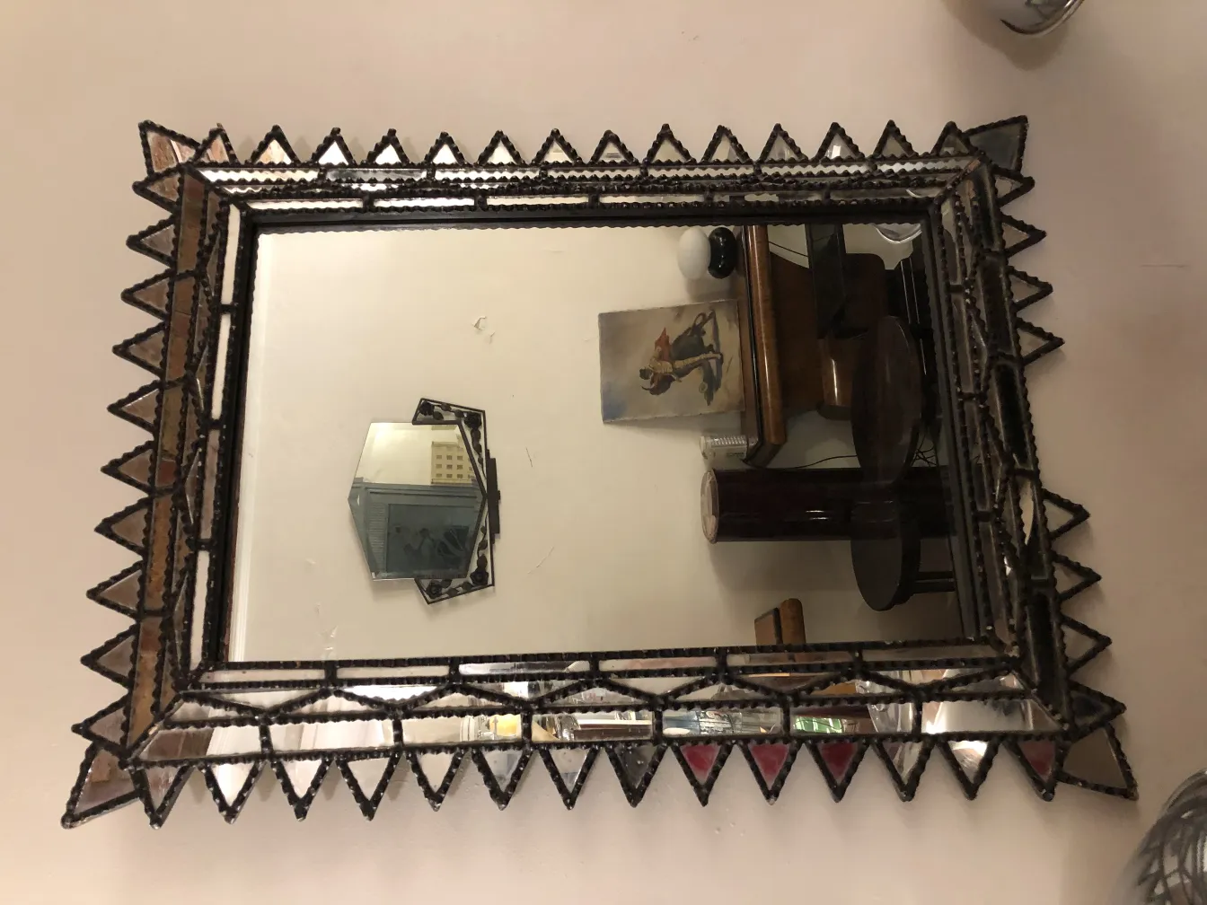 antique mirror with pike details and bevels