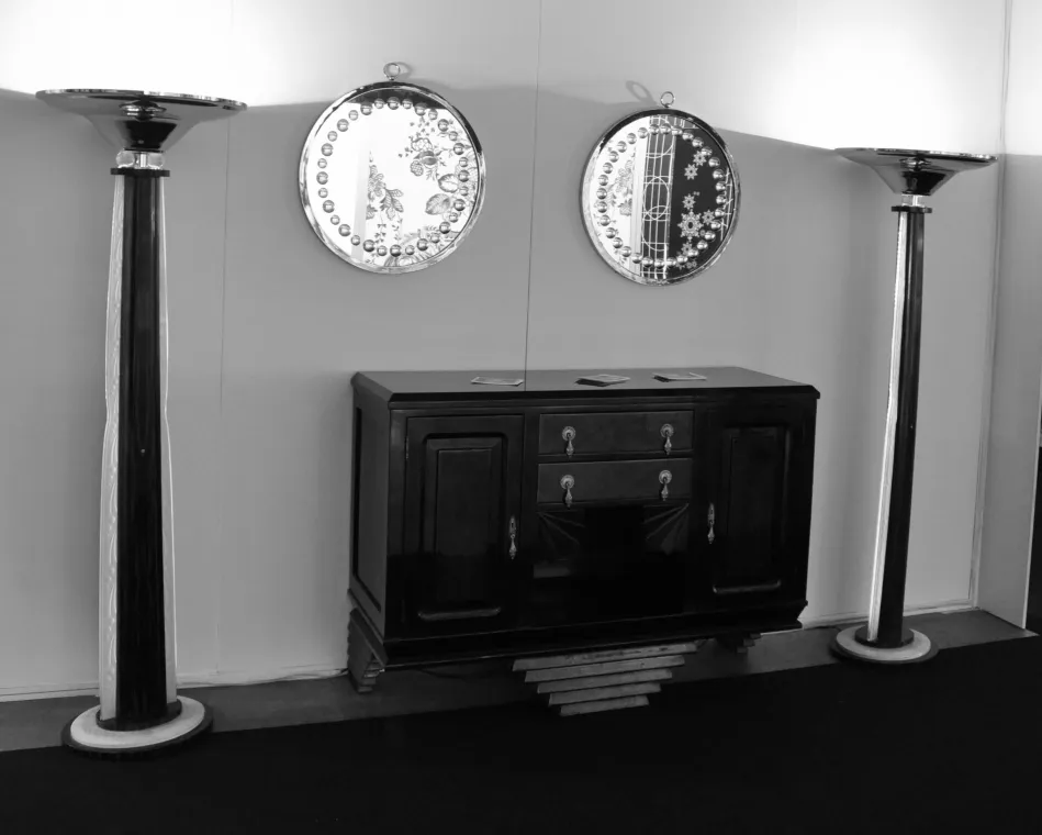 antique round mirror with decorative details