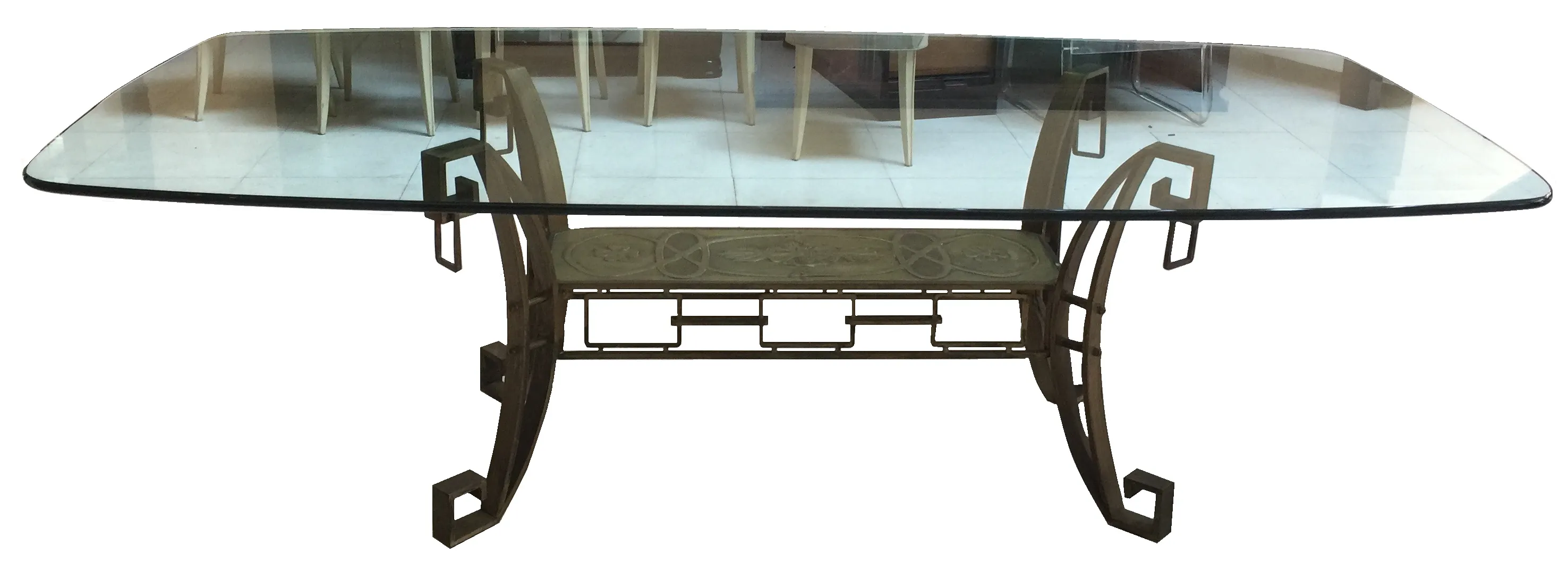 Antique dining table for 10 people with Art Deco style.