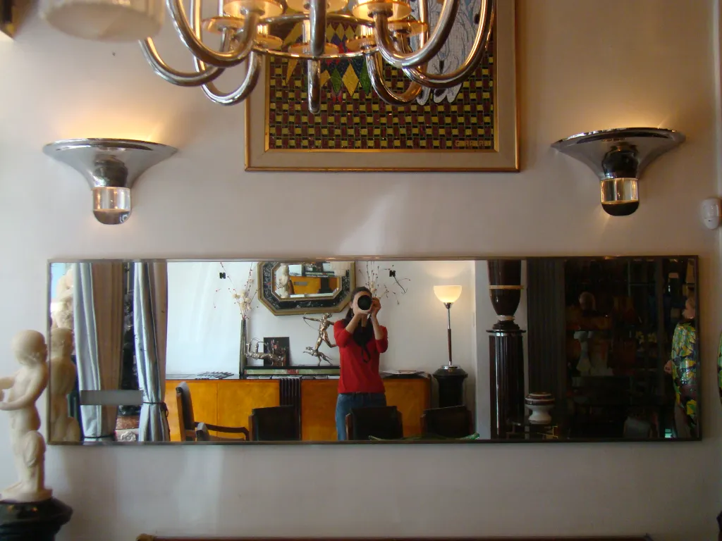 grand miroir mural ancien avec décorations