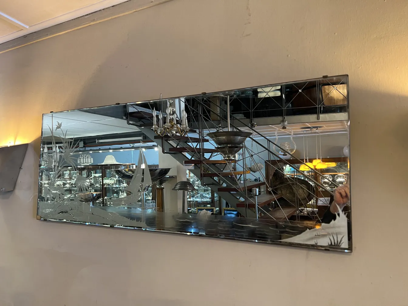 antique wall mirror with subtle decoration