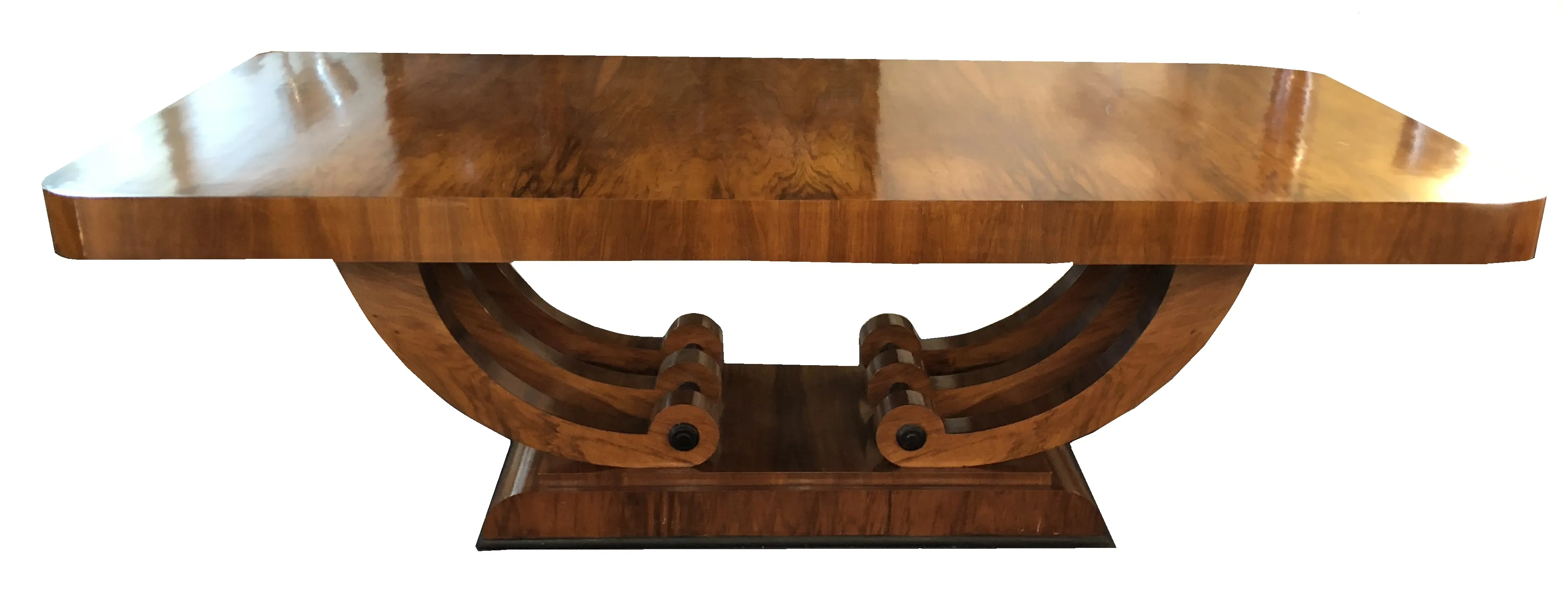 Mesa de comedor antigua Art Deco para 10 personas, diseño elegante y clásico.