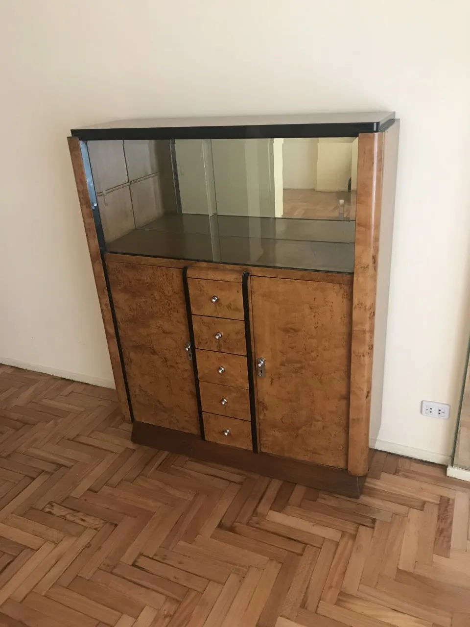 antique bookcase with attractive design and compartments