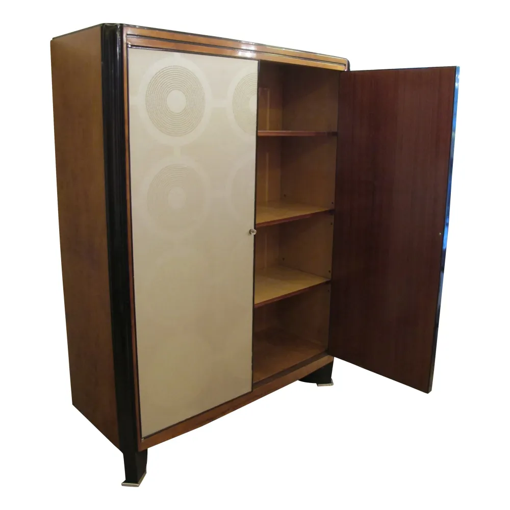 View of an antique bookcase with open shelves