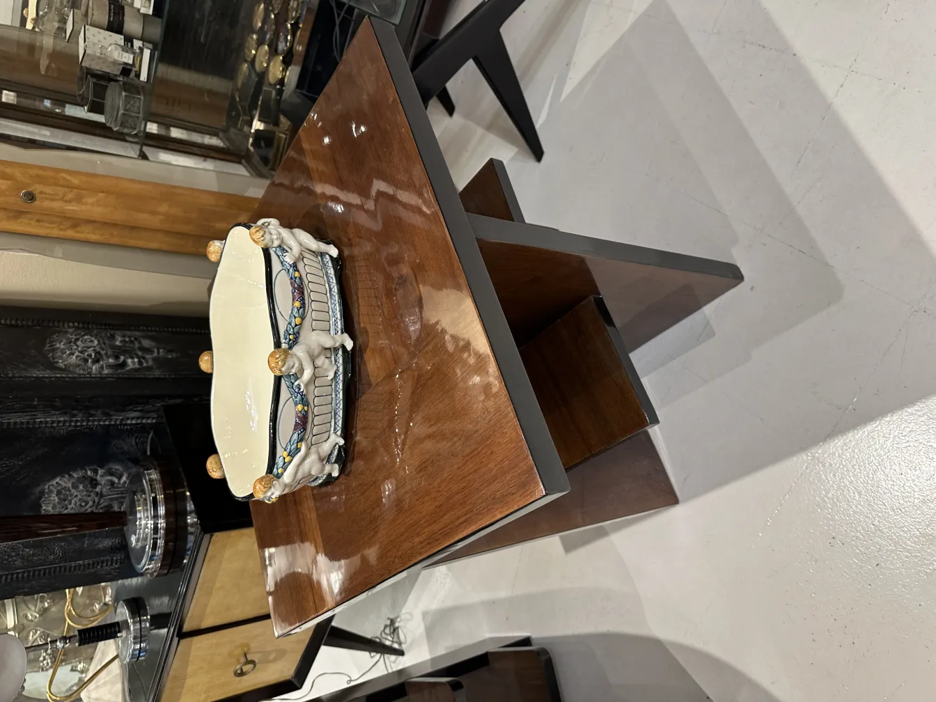 decorative antique ceramic with figures on the edge