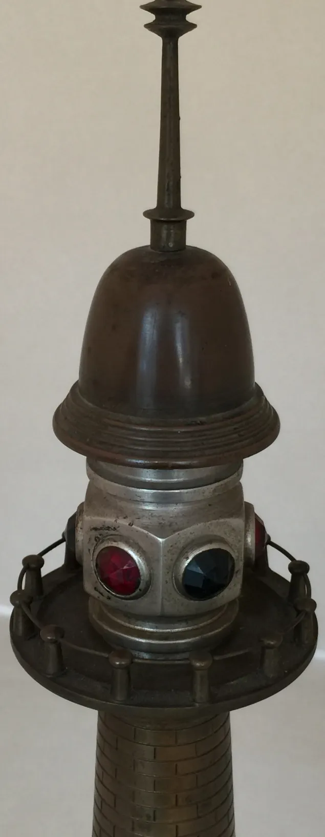 antique table lamp with decorative details on the base