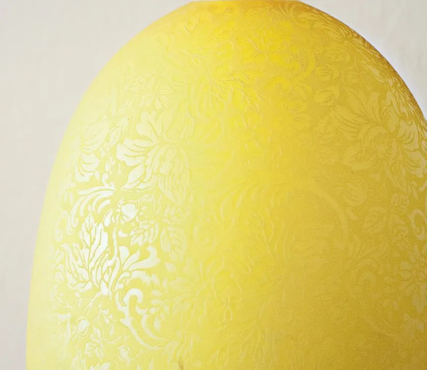 Antique table lamp with yellow floral design