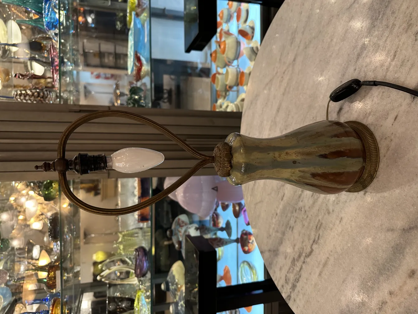 antique table lamp with soft light in elegant setting