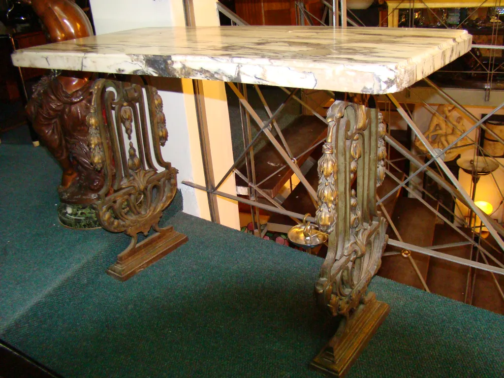 Decorative antique console with a unique top
