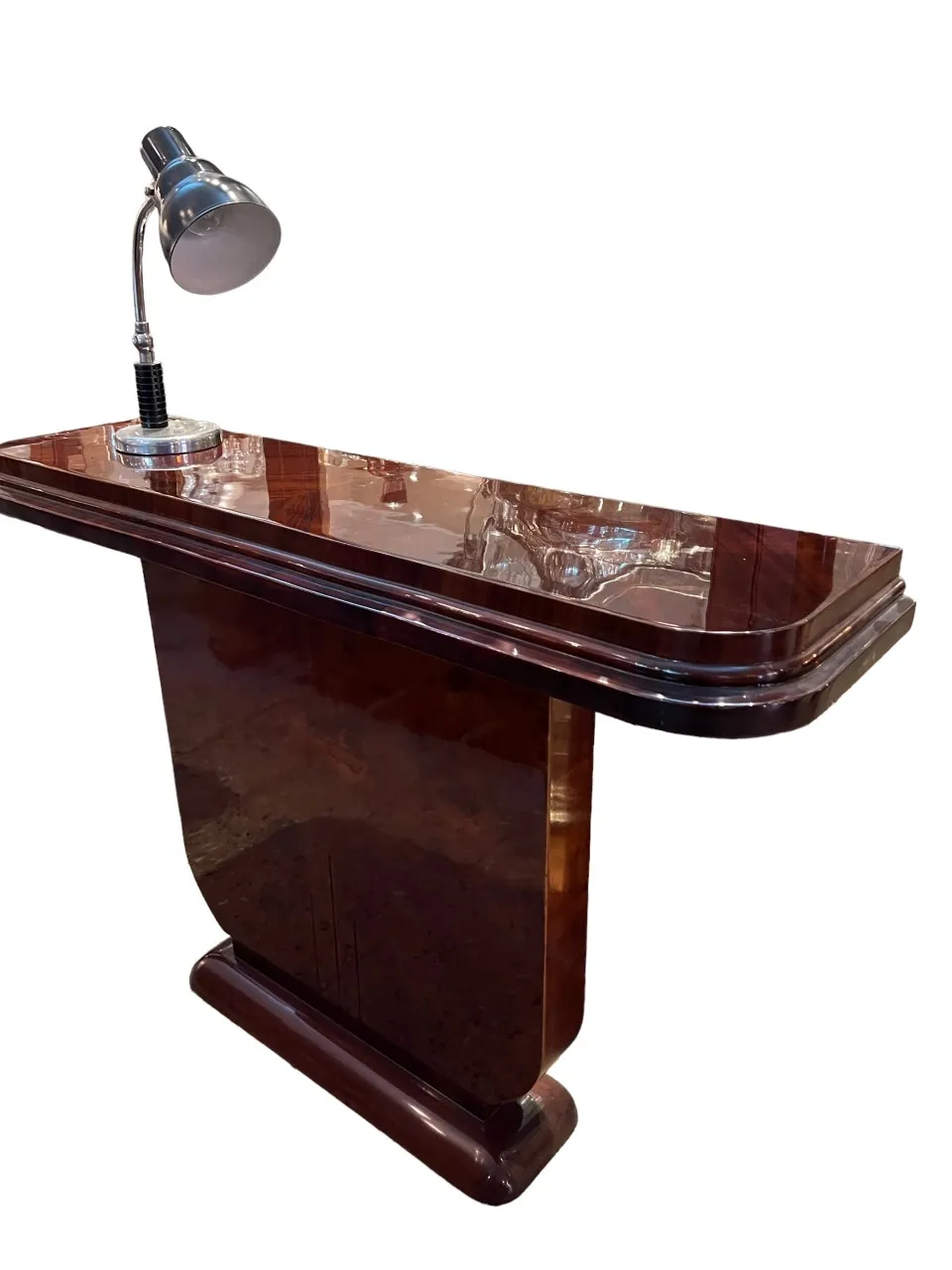 antique console with table lamp, decorative and elegant