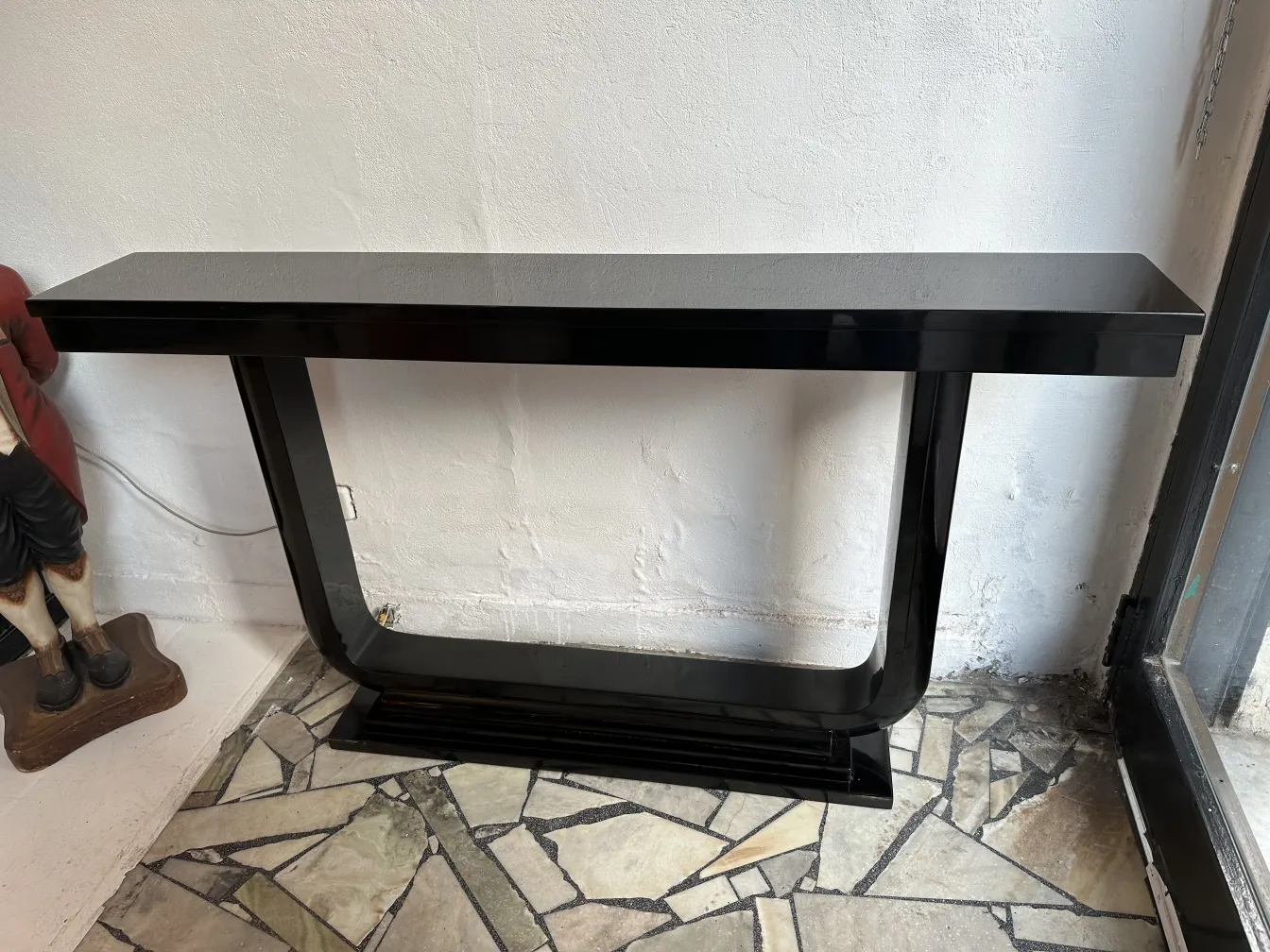 two elegant antique consoles in a cozy setting