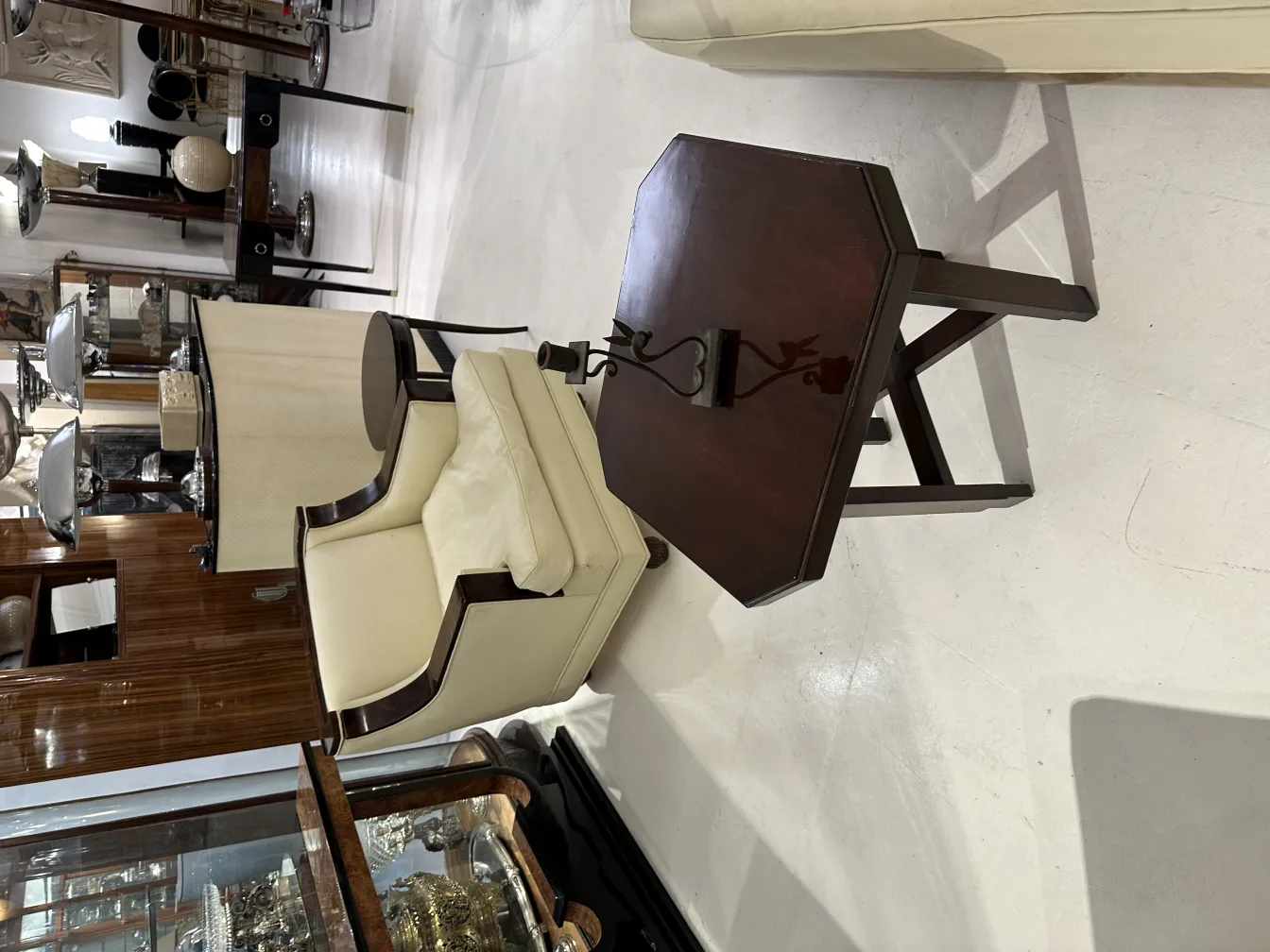 elegant antique candelabra in room with furniture