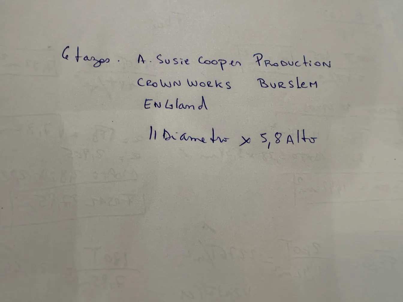 고전 다기 세트는 다채로운 디자인과 A. Susie Cooper 스탬프가 있습니다