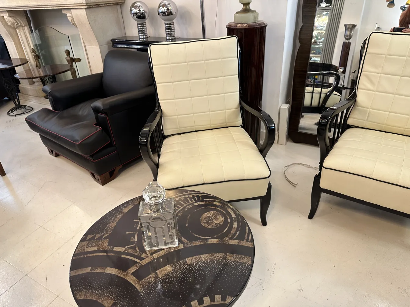 Antique decorative bottle in an elegant setting.