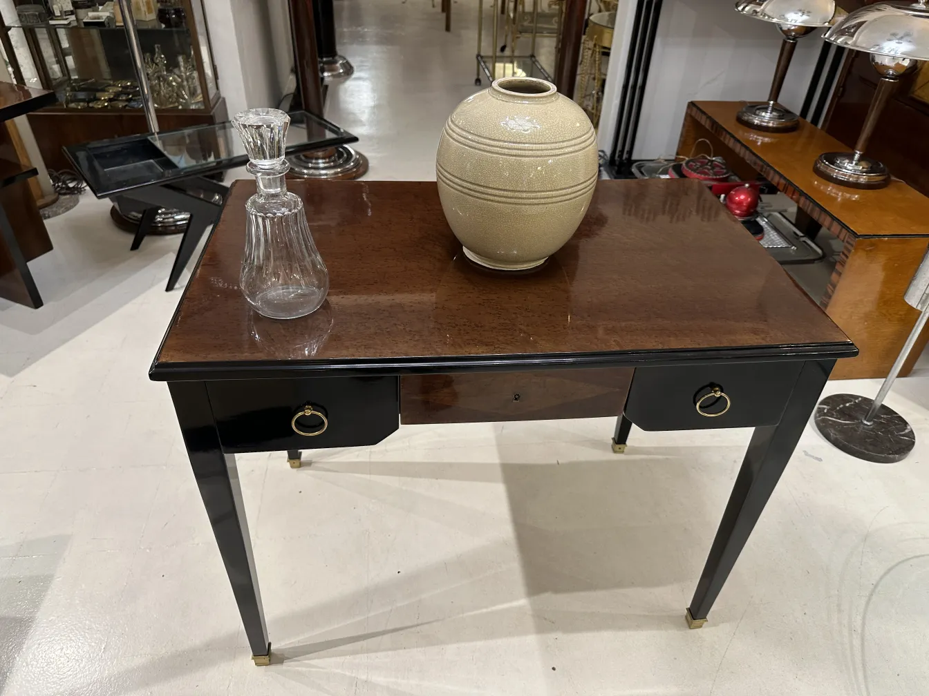 antique decorative bottle on a stylish table with ambiance