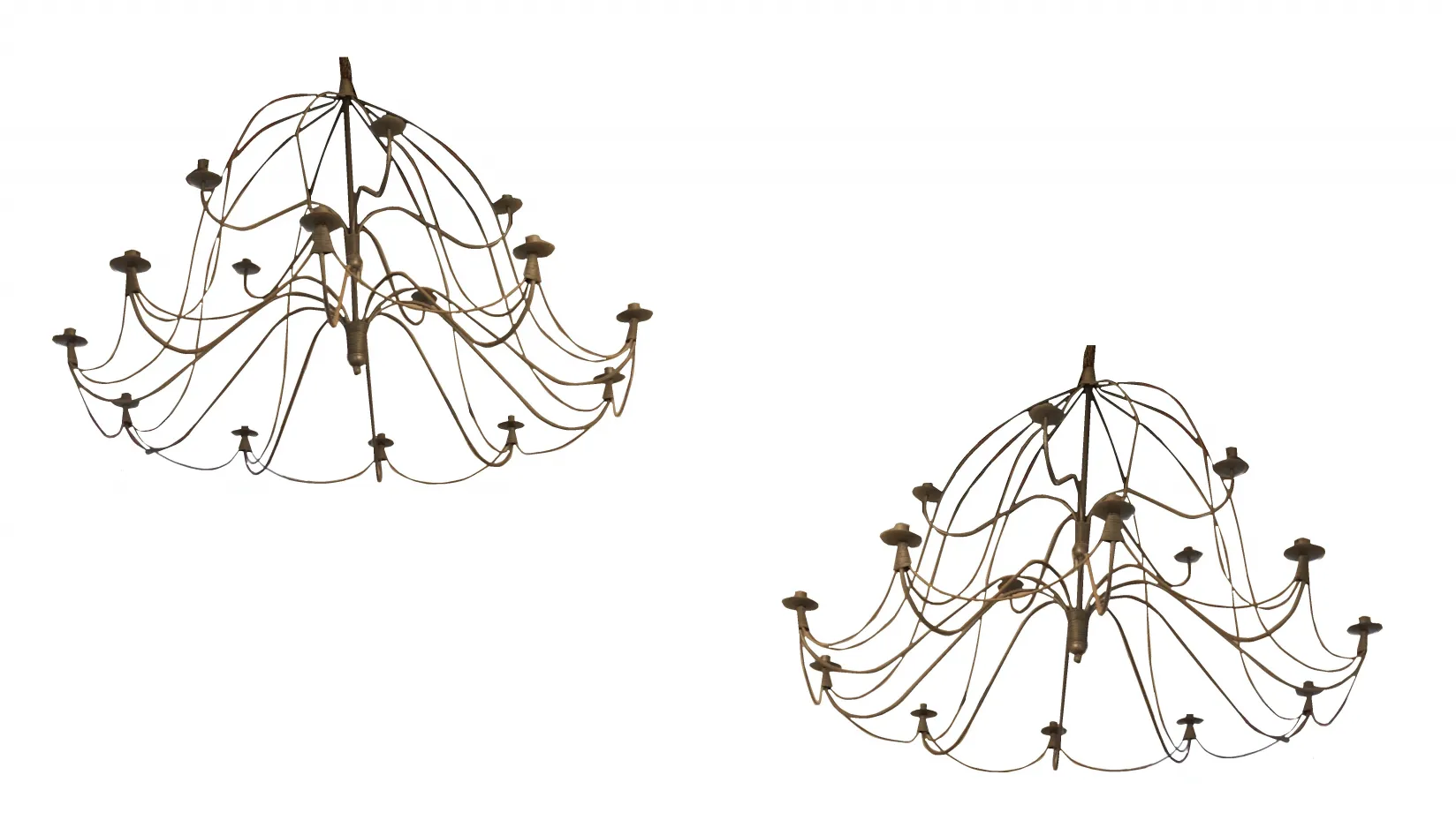 Three antique hanging lamps with elegant, detailed design, perfect for decor.