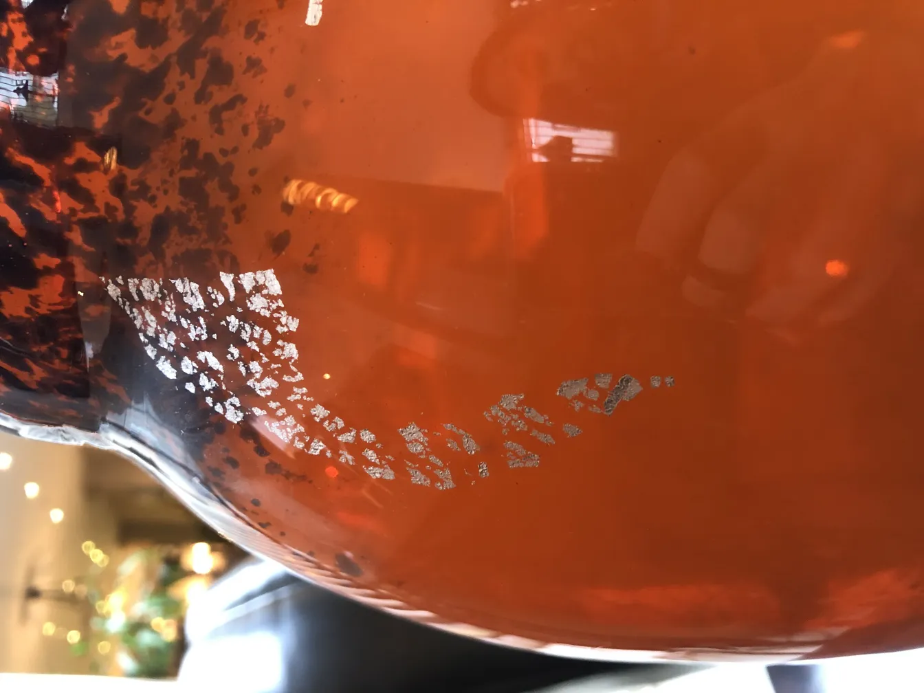 vidrio antiguo firmado con detalles en color y textura, Muller Fres