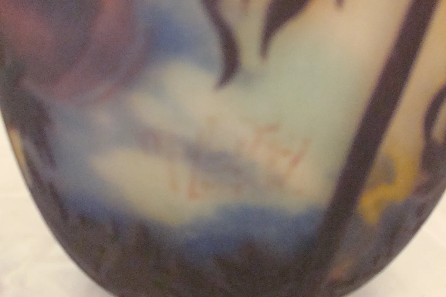 Glass with signature in colorful design muller fres