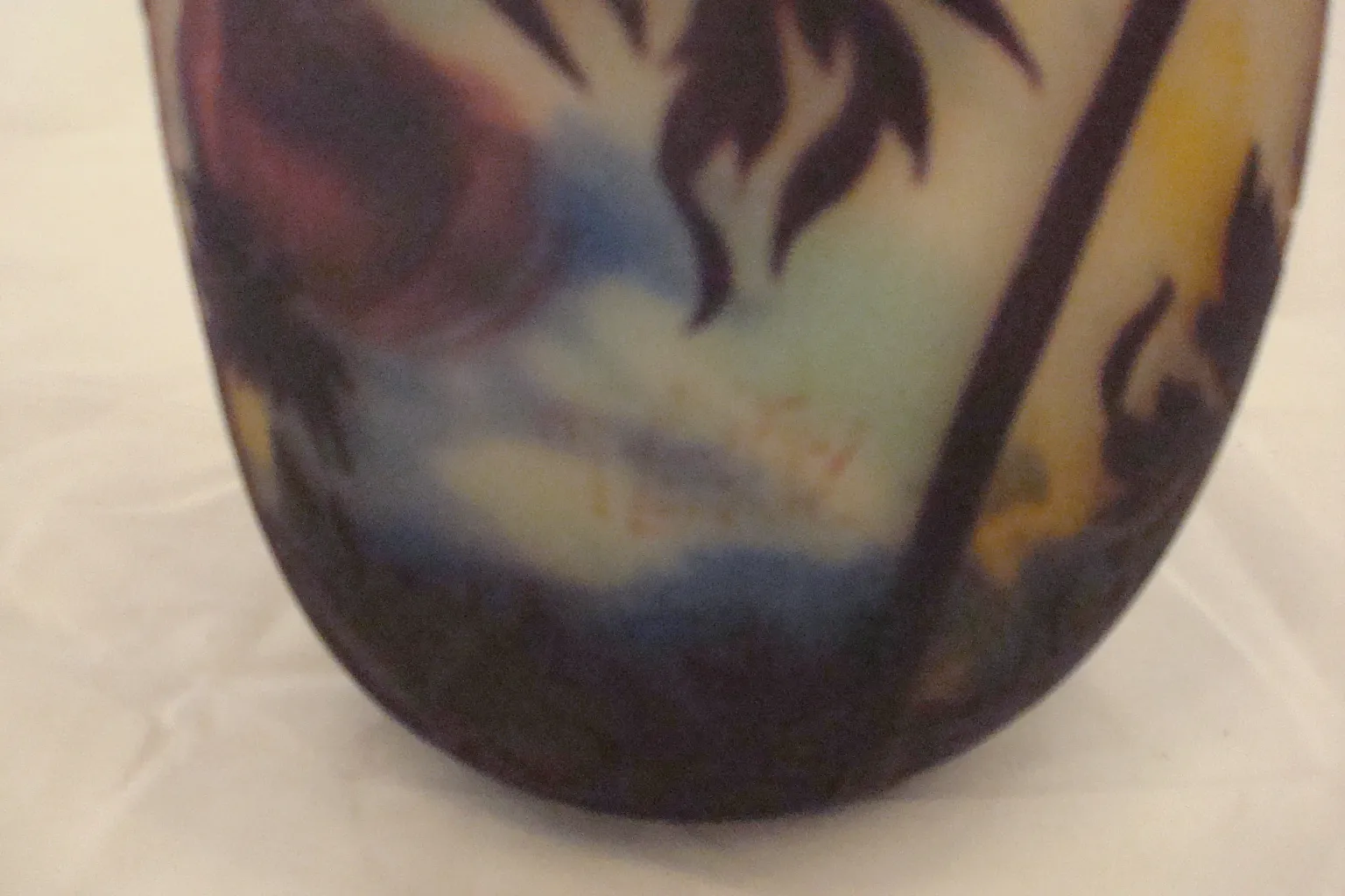 antique glass signed by Muller Fres, vibrant colors