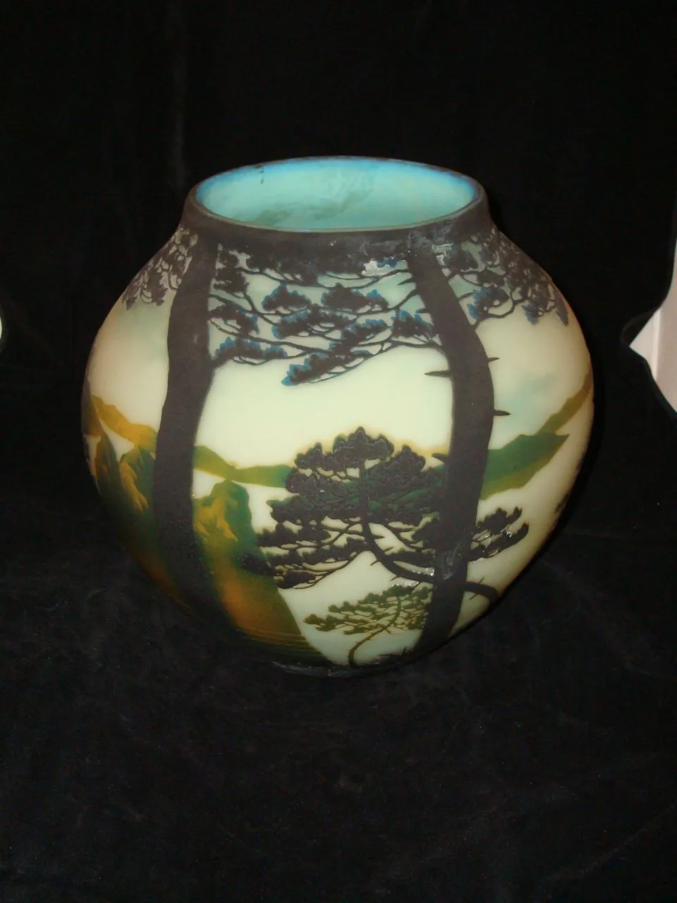 Beautiful antique signed glass with natural landscape design