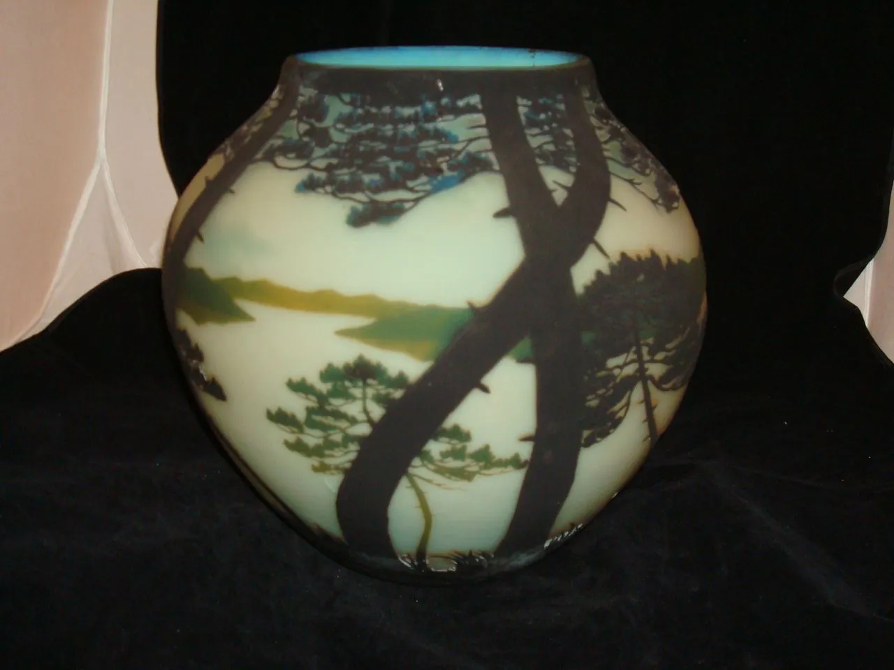 Antique vase with painted landscapes muller freres