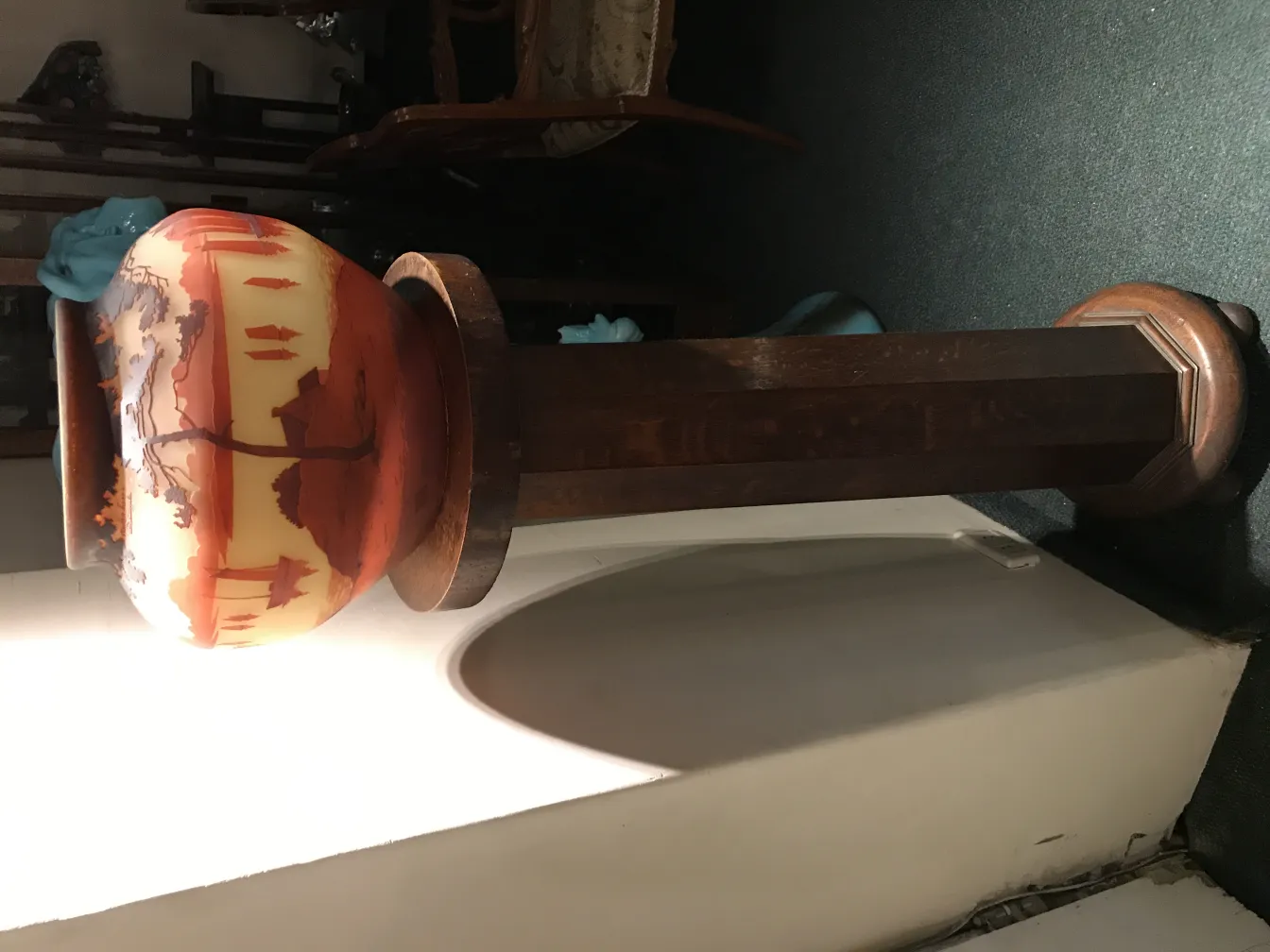 vetro firmato di Muller Fres con design decorativo, antiquariato