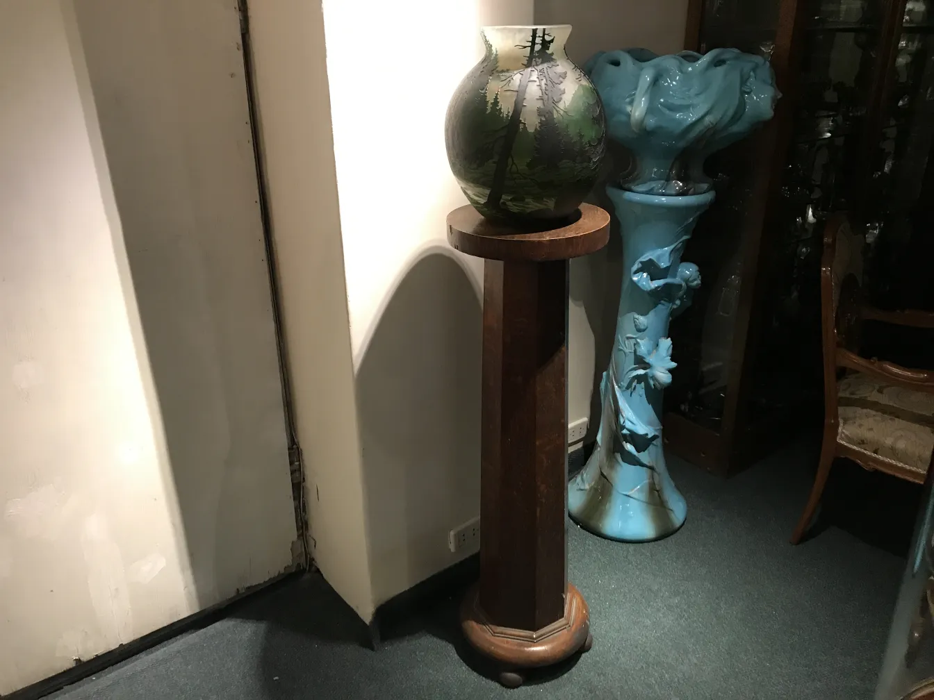 antik vase mit landschaft, signiert muller fres