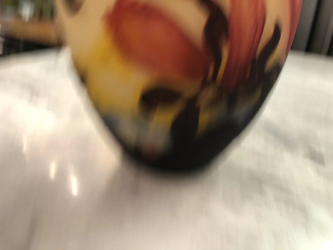 Antique signed glass Muller Fres with floral art design.