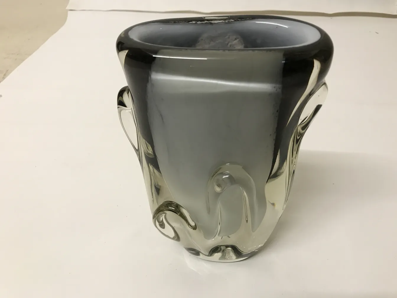 antique murano vase in subtle colors, curved design