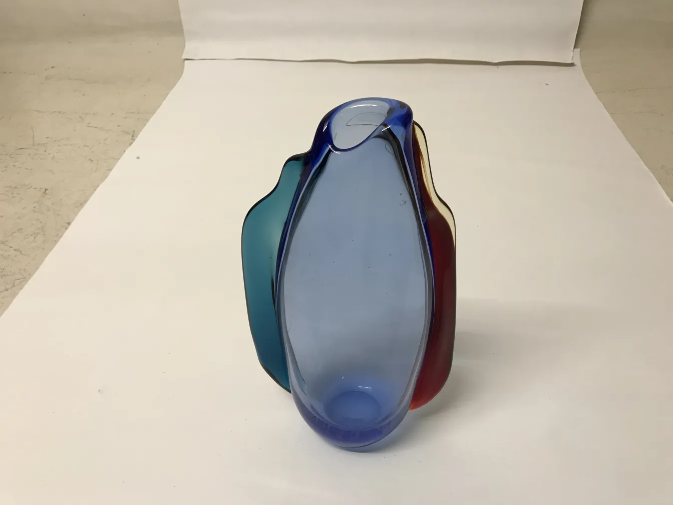 Antique Murano vase, colorful with wavy shapes
