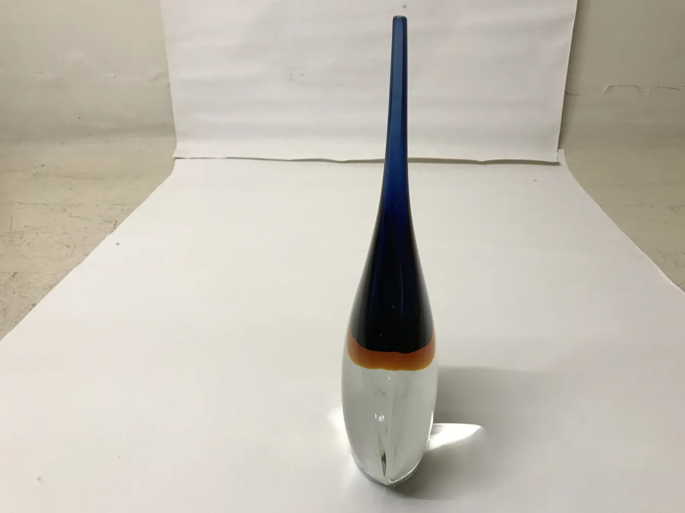 穆拉诺花瓶，蓝色和橙色设计，古董