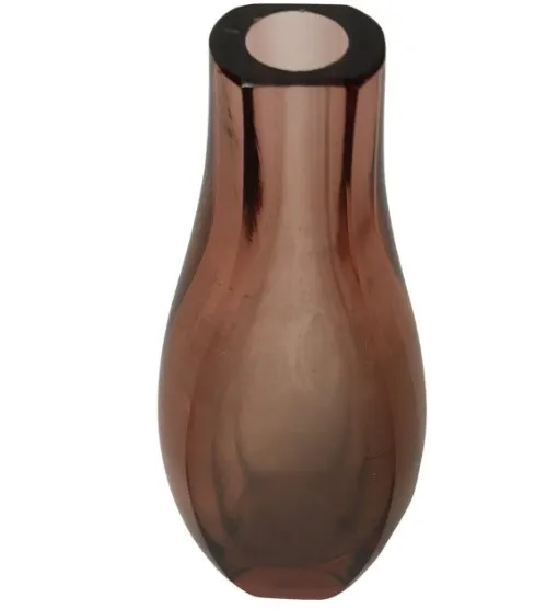 Elegante vaso di Murano, marrone, bocca larga, esposto su un tavolo