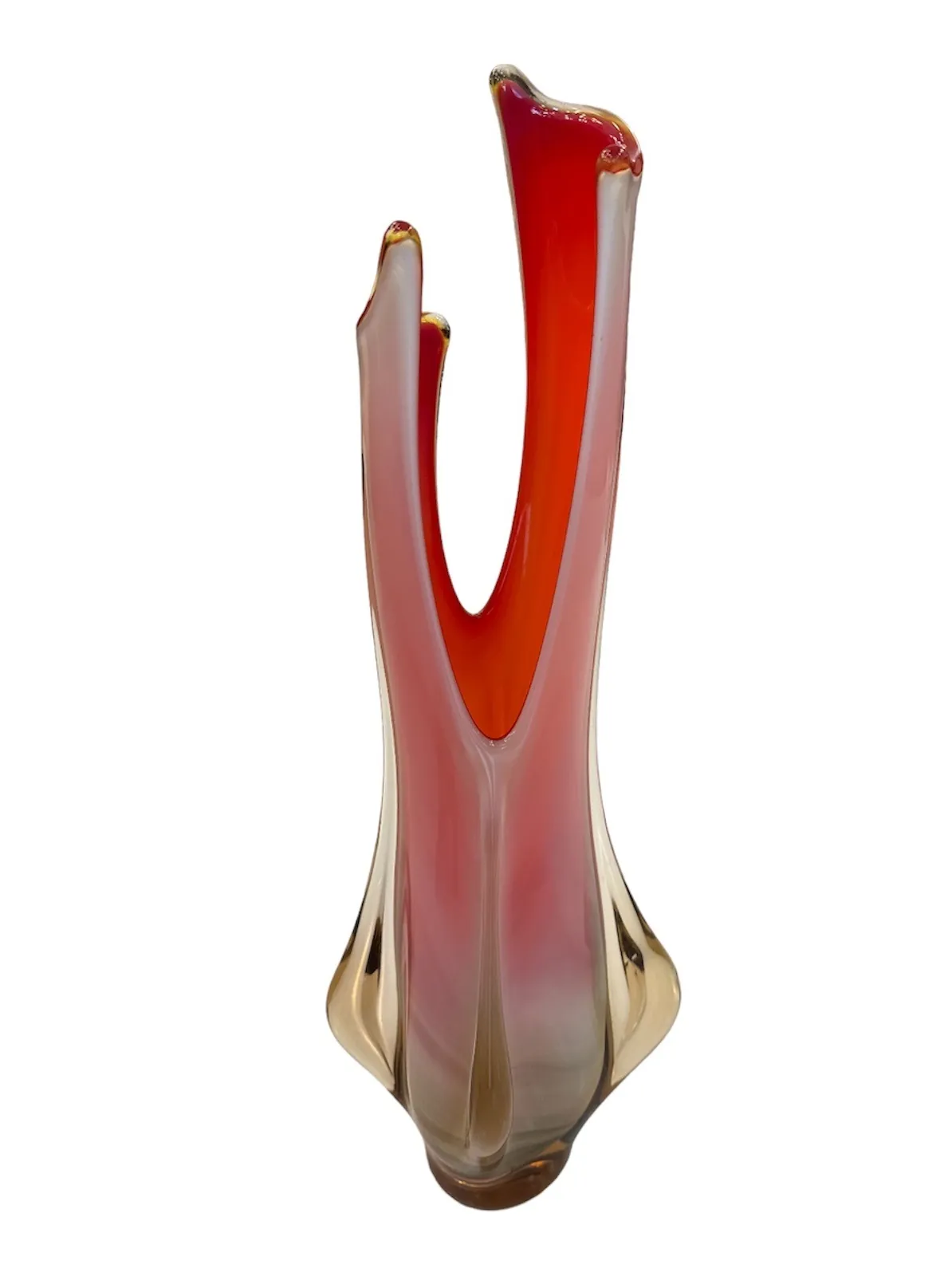 vase di murano rosso e bianco con design elegante